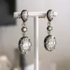 8ctw Oval and Pear Cut Vintage Two Tone Drop Earrings