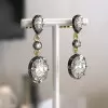 8ctw Oval and Pear Cut Vintage Two Tone Drop Earrings