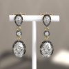 8ctw Oval and Pear Cut Vintage Two Tone Drop Earrings