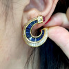 10ctw White and Blue Sapphire Art-deco No Piercings Ear Clips