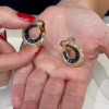 10ctw White and Blue Sapphire Art-deco No Piercings Ear Clips