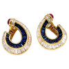 10ctw White and Blue Sapphire Art-deco No Piercings Ear Clips