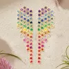 10ctw Round Cut Multicolor Sapphire Rainbow Statement Earrings