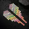 10ctw Round Cut Multicolor Sapphire Rainbow Statement Earrings
