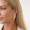 10ctw Round Cut Multicolor Sapphire Rainbow Statement Earrings