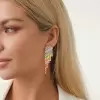 10ctw Round Cut Multicolor Sapphire Rainbow Statement Earrings