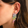 10ctw Round Cut Multicolor Sapphire Rainbow Statement Earrings