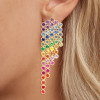 10ctw Round Cut Multicolor Sapphire Rainbow Statement Earrings