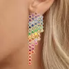 10ctw Round Cut Multicolor Sapphire Rainbow Statement Earrings