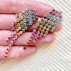 10ctw Round Cut Multicolor Sapphire Rainbow Statement Earrings
