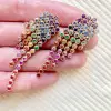 10ctw Round Cut Multicolor Sapphire Rainbow Statement Earrings