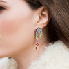 10ctw Round Cut Multicolor Sapphire Rainbow Statement Earrings