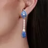35ctw Invisible-set Princess Cut Blue Sapphrie Drop Earrings