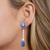 35ctw Invisible-set Princess Cut Blue Sapphrie Drop Earrings
