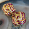 5ctw Channel-set Ruby Vintage Statement Stud Earrings