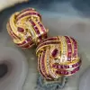 5ctw Channel-set Ruby Vintage Statement Stud Earrings