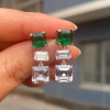 Asscher Cut White Sapphire Drop Earrings