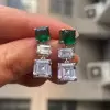 Asscher Cut White Sapphire Drop Earrings