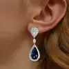 4ct Pear Shape Sapphire Drop Earrings