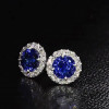 2.75ct Round Cut Blue Sapphire Halo Stud Earrings