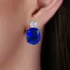 32ctw Cushion Cut Sapphire or  Aquamarine Drop Earrings