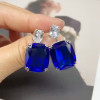 32ctw Cushion Cut Sapphire or  Aquamarine Drop Earrings
