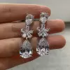 40mm Length 7ctw Pear Cut White Sapphire Drop Earrings