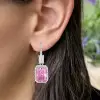 16ctw Radiant Cut Pink Sapphire Classic Drop Earrings