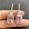 16ctw Radiant Cut Pink Sapphire Classic Drop Earrings