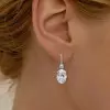 3ctw Oval Cut White Sapphire Drop Earrings