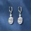 3ctw Oval Cut White Sapphire Drop Earrings