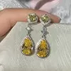 5ct Pear Cut Yellow Sapphire Drop Earrings