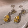 5ct Pear Cut Yellow Sapphire Drop Earrings