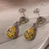 5ct Pear Cut Yellow Sapphire Drop Earrings
