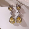 5ct Pear Cut Yellow Sapphire Drop Earrings