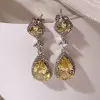 5ct Pear Cut Yellow Sapphire Drop Earrings