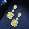 7.5ct Radiant Cut Yellow Sapphire Dangle Earrings