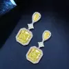 7.5ct Radiant Cut Yellow Sapphire Dangle Earrings
