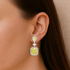 7.5ct Radiant Cut Yellow Sapphire Dangle Earrings