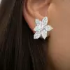 4.5ctw White Sapphire Flower Stud Earrings in Sterling Silver