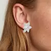 4.5ctw White Sapphire Flower Stud Earrings in Sterling Silver