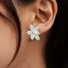 4.5ctw White Sapphire Flower Stud Earrings in Sterling Silver