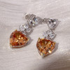 22ctw Heart Cut Champagne Sapphire Drop Earrings