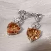 22ctw Heart Cut Champagne Sapphire Drop Earrings