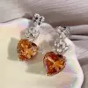 22ctw Heart Cut Champagne Sapphire Drop Earrings