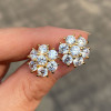 4ctw Flower Design Stud Earrings in Gold