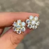4ctw Flower Design Stud Earrings in Gold