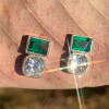 3ctw Emerald Old Mine Cushion Cut Stud Earrings