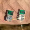 3ctw Emerald Old Mine Cushion Cut Stud Earrings