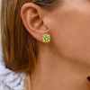 2ct Round Cut Peridot Double Under Halo Stud Earrings